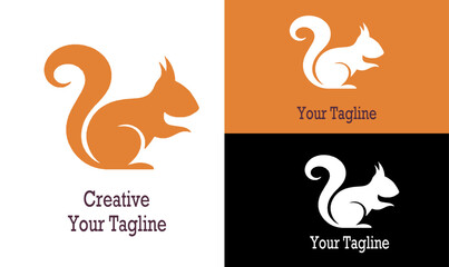 squirrel logo vector icon illustration design with white, black and orange background © The Artistic Escape