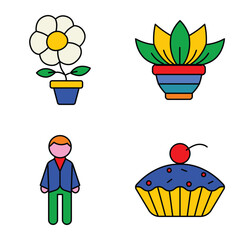 Modern Icons Flat Icon Set Isolated On White Background