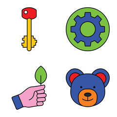 Modern Icons Flat Icon Set Isolated On White Background