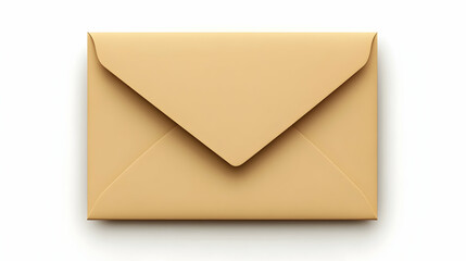 Beige envelope, mail, communication, correspondence, blank,  isolated, white background,  business communication