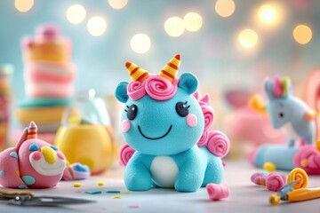 Fototapeta premium a diy felt animal project featuring handmade felt animals with detailed feat