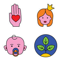 Modern Icons Flat Icon Set Isolated On White Background