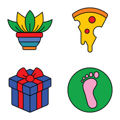 Modern Icons Flat Icon Set Isolated On White Background