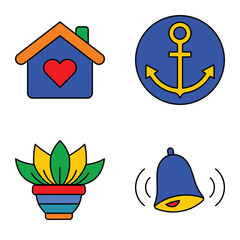 Modern Icons Flat Icon Set Isolated On White Background