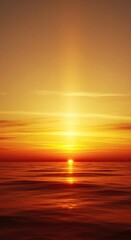 Fototapeta premium Fiery Sunset Over Calm Ocean Golden Hour Seascape Dramatic Sky