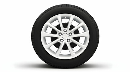 Obraz premium Car tire, alloy wheel, studio shot, white background, automotive parts