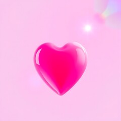 Bright Pink Heart on White Background: Valentine's Day Symbol for Love and Romance
