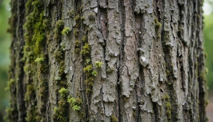 Obraz premium textured tree bark with moss