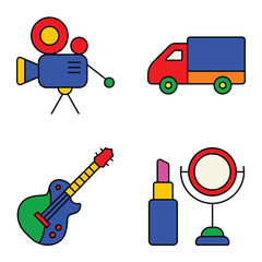 Modern Icons Flat Icon Set Isolated On White Background