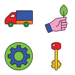 Modern Icons Flat Icon Set Isolated On White Background