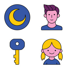 Modern Icons Flat Icon Set Isolated On White Background