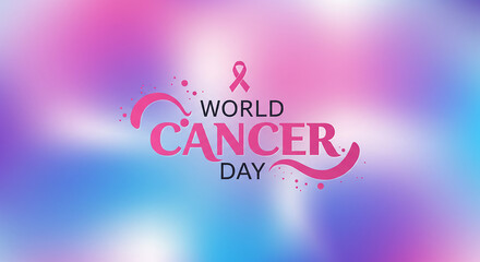 World Cancer Day Awareness Pink Ribbon Pastel Background Design