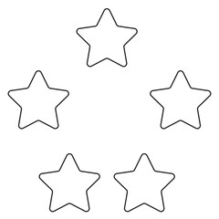 five star icon on white background. 5 star sign.