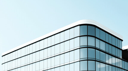 Obraz premium Modern glass office building with blue sky background