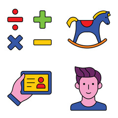 Modern Icons Flat Icon Set Isolated On White Background