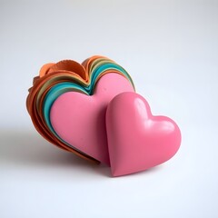 Fototapeta premium Bright Pink Heart on White Background: Valentine's Day Symbol for Love and Romance