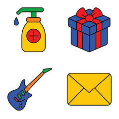 Modern Icons Flat Icon Set Isolated On White Background