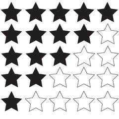 Five stars on transparent background. Isolated five stars rating. Yellow stars rank in png. Feedback illustration. Quality symbol. Review illustration on transparent background