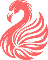 Flamingo bird tattoo design with tribal patterns and floral elements in a fiery red and orange style