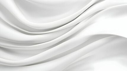 Elegant white fabric drapes softly, creating flowing curves; ideal for textile or fashion design backgrounds