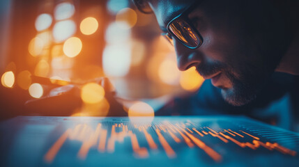 Abstract business Financial charts show a significant increase in profits in the stock market.This is driven by higher interest rates and continued growth. In the innovation world network of financial