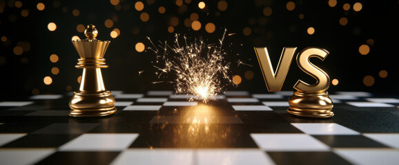 chess piece and spark represent competitive match, highlighting strategy and excitement. contrasting elements create dynamic visual for chess enthusiasts