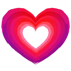 Hand-Painted Watercolor Heart in Red, Pink, and Purple &ndash; Ideal for Valentine's Day Art, Gift Tags, and Stationery