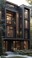 Modern Dark Exterior Residential Building Design