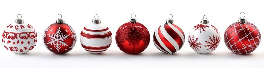 Obraz premium Festive Red and White Christmas Ornaments Collection