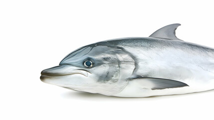 Obraz premium Fresh silver fish on white background; seafood market; healthy food; culinary image