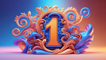 number 1 surrounded by ornate decorative and  ornamental shapes