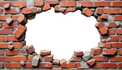 Brick wall with a large hole