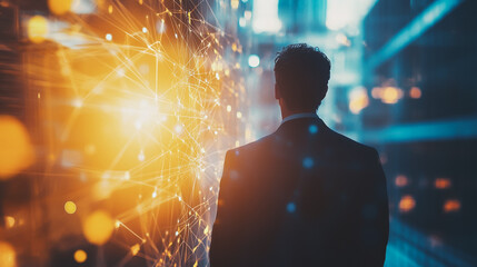 Abstract business Financial charts show a significant increase in profits in the stock market.This is driven by higher interest rates and continued growth. In the innovation world network of financial