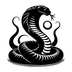 Fototapeta premium King Cobra black Silhouette the white background