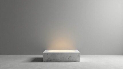 Illuminated Concrete Pedestal on a Neutral Background, Ideal for Product Presentation or Minimalist Design Concepts