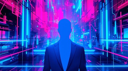 Obraz premium Synthetic media and creative technology concept with AI machine learning generated deepfake and virtual reality, highlighting data synthesis and content creation for digital entertainment