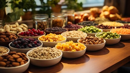 Fototapeta premium dried fruits and nuts HD 8K wallpaper Stock Photographic Image