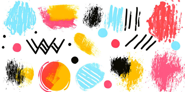 Brush line shape background abstract texture paint set, Hand drawn sketch doodle scribble brush geometric shape crayon effect background. brush on white background 