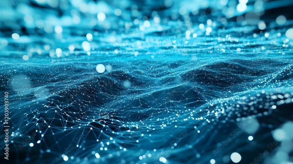 Poster a vast data lake shimmering with raw data in various formats – depicting 