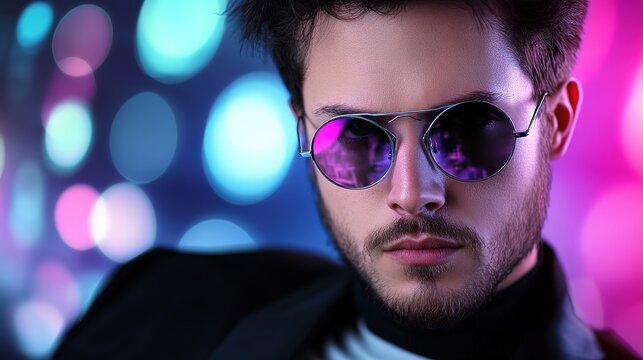 futuristic theme businessman with glowing neon light background, online business and technology adaptation advantage concept 