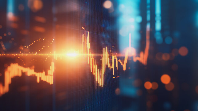 Abstract business Financial charts show a significant increase in profits in the stock market.This is driven by higher interest rates and continued growth. In the innovation world network of financial