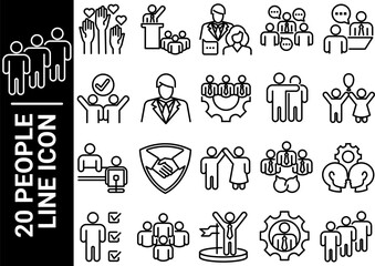 people line icon, black and white