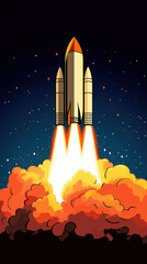 Futuristic Vector Illustration Of A Rocket Launch Sharp Details Vibrant Exhaust Trails And Smoke Plumes Blending With A Dynamic Illustration Of Space Travel Energy. Trending Illustration 2025