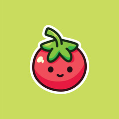 Cute Cartoon Tomato Illustration for Fresh and Fun Food Designs. Isolated Cute Vector Illustration