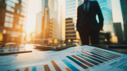 Abstract business Financial charts show a significant increase in profits in the stock market.This is driven by higher interest rates and continued growth. In the innovation world network of financial