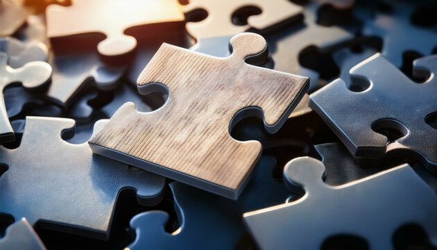 Jumbled pile of blank jigsaw puzzle pieces