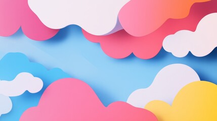 Minimalist flat illustration of scattered clouds in abstract style
