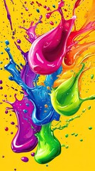 Vibrant Colorful Paint Splashes Abstract Art