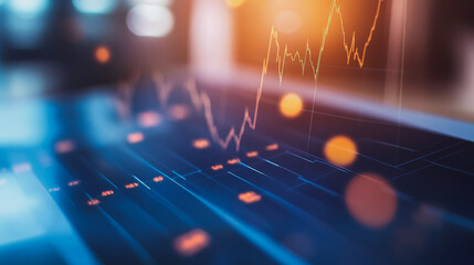 Abstract business Financial charts show a significant increase in profits in the stock market.This is driven by higher interest rates and continued growth. In the innovation world network of financial
