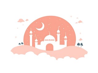 Mosque Silhouette at Sunset Peaceful Night Scene